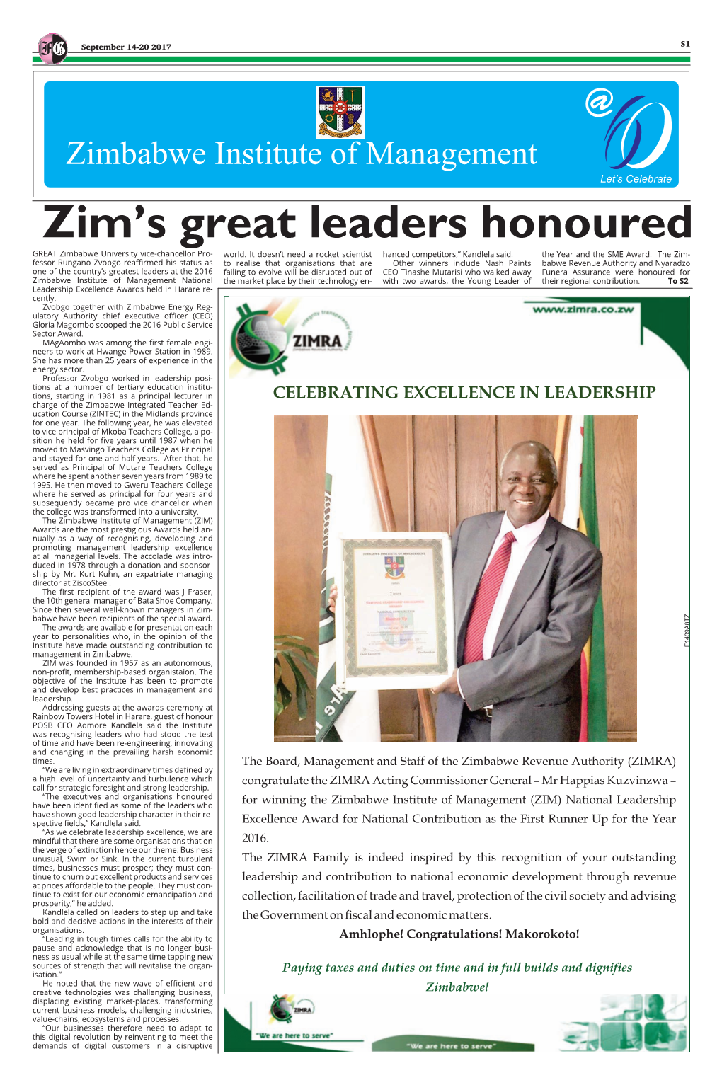 Zim's Great Leaders Honoured