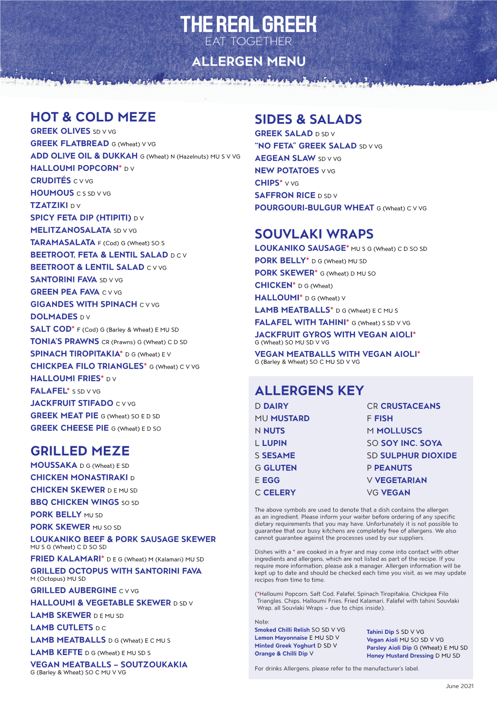 Allergen Menu