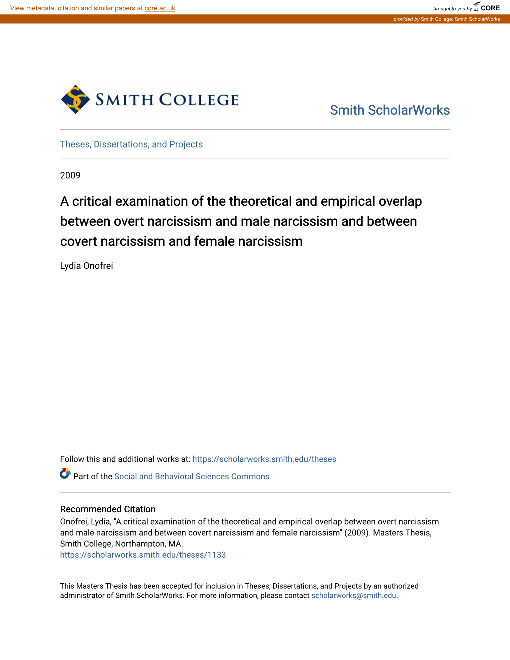 A Critical Examination of the Theoretical and Empirical Overlap Between Overt Narcissism and Male Narcissism and Between Covert Narcissism and Female Narcissism