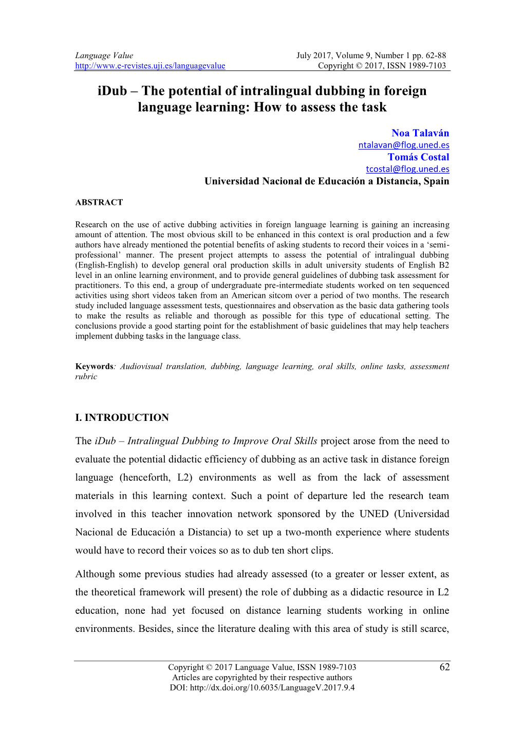 Idub – the Potential of Intralingual Dubbing in Foreign Language Learning: How to Assess the Task