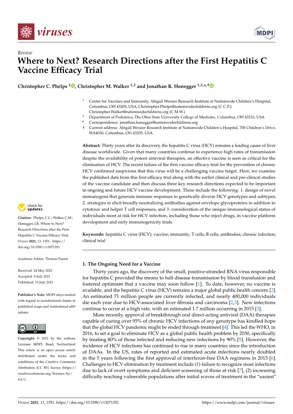 Research Directions After the First Hepatitis C Vaccine Efficacy Trial