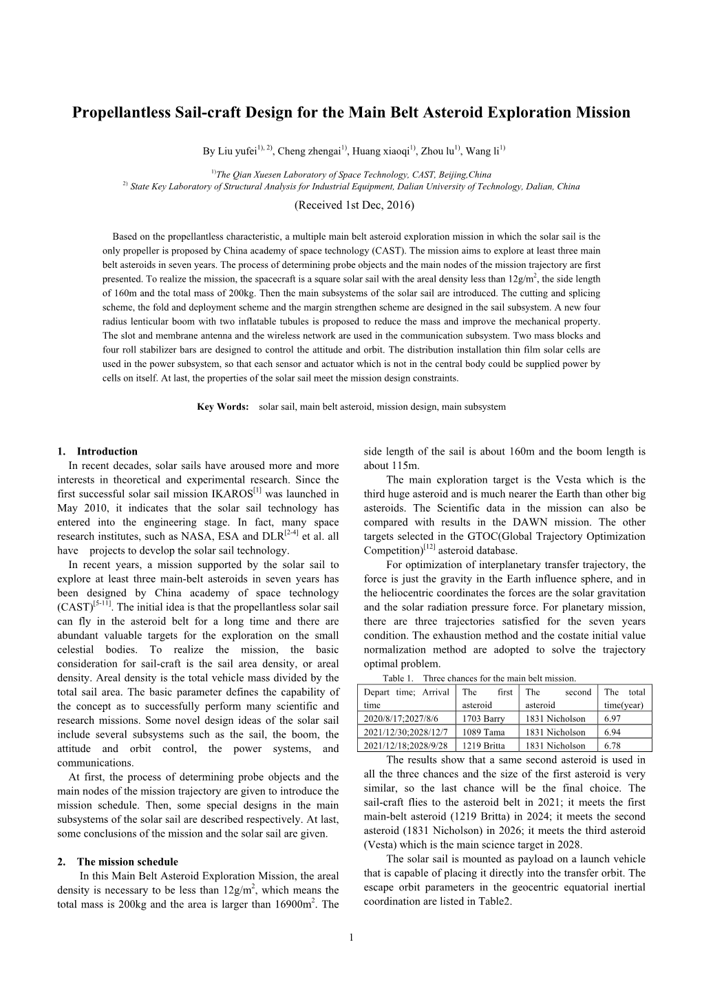 Propellantless Sail-Craft Design for the Main Belt Asteroid Exploration Mission