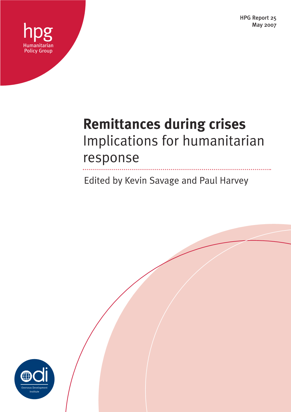 HPG Report 25 Hpg May 2007 Humanitarian Policy Group