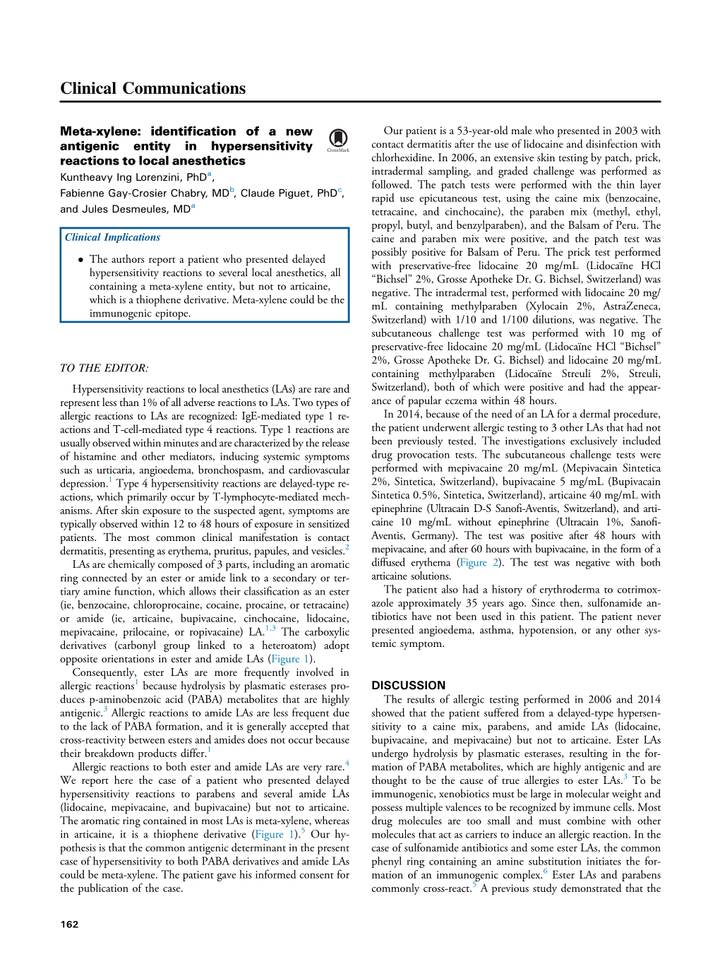 Meta-Xylene: Identification of a New Antigenic Entity in Hypersensitivity