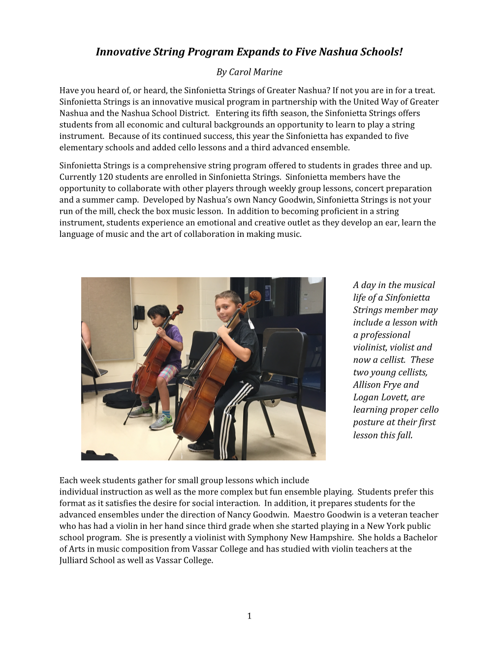 Innovative String Program Expands to Five Nashua Schools!