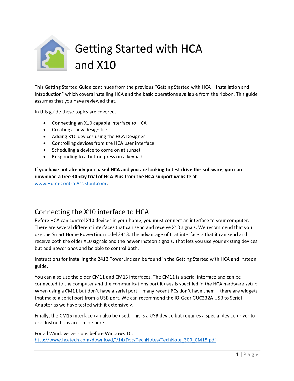 Getting Started with HCA and X10