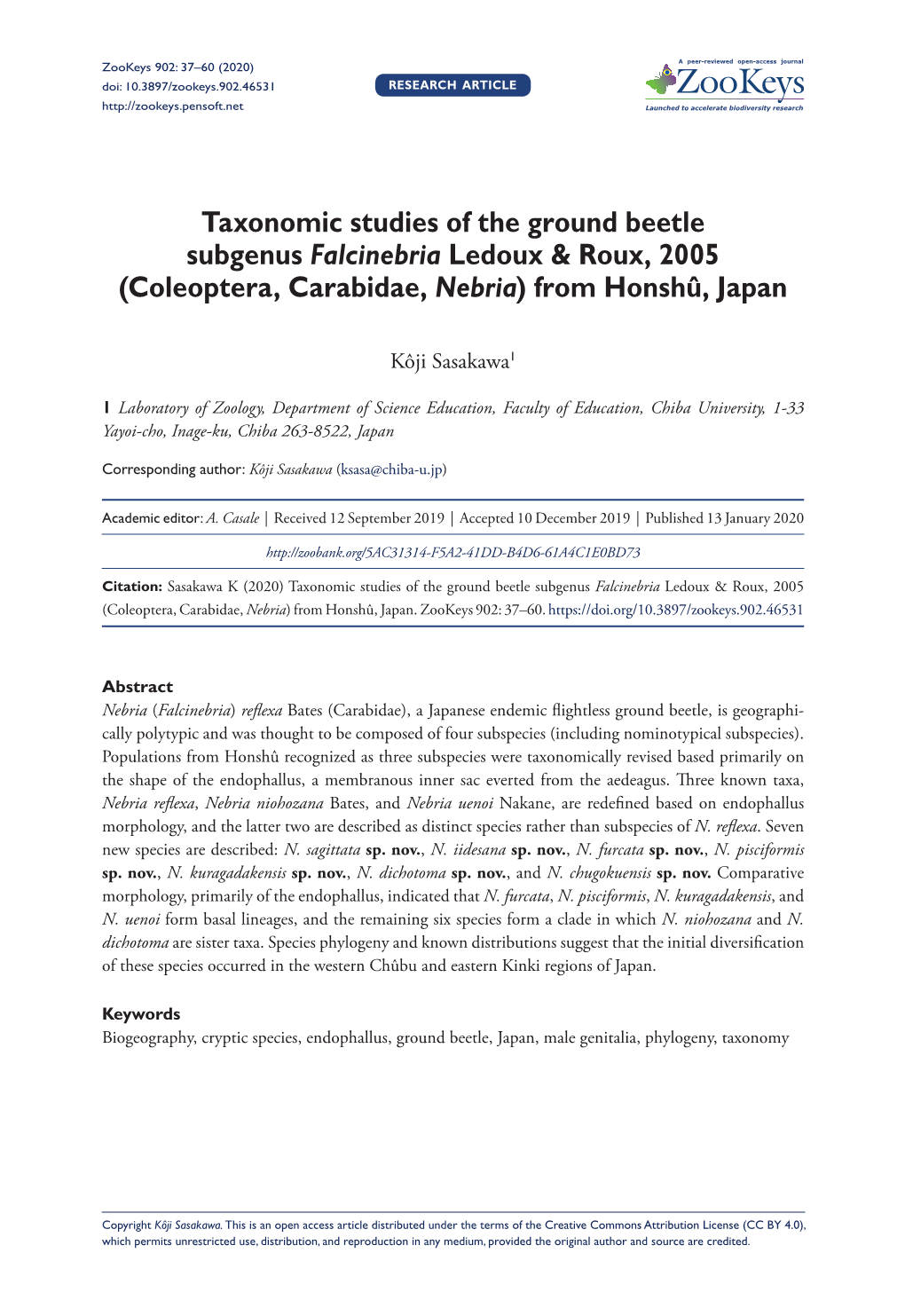 ﻿Taxonomic Studies of the Ground Beetle Subgenus