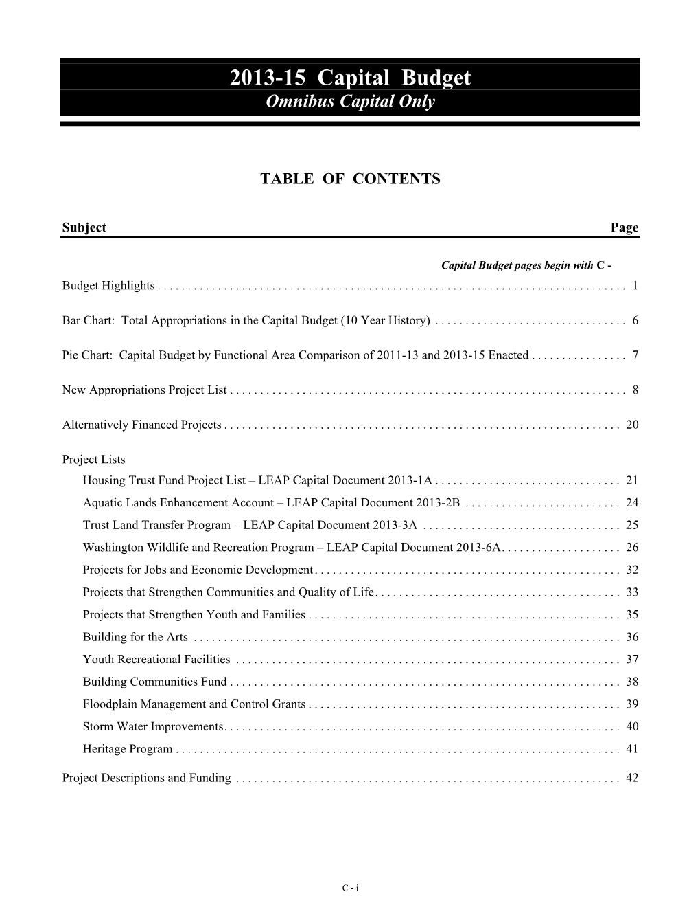 2013-15 Capital Budget Omnibus Capital Only