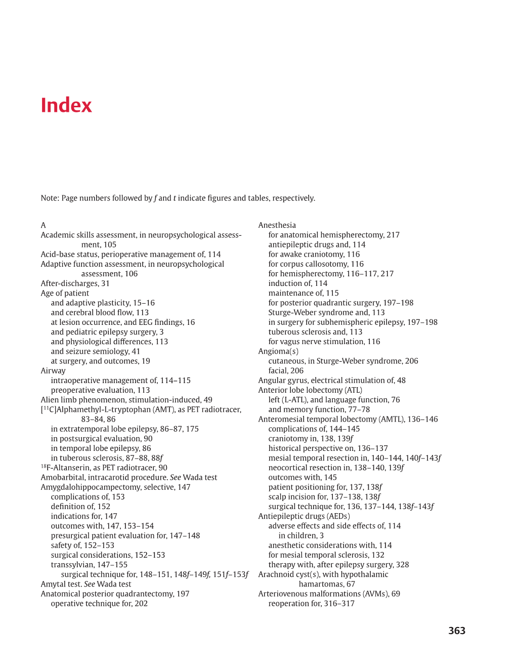 Anesthesia for Anatomical Hemispherectomy, 217 Antiepileptic