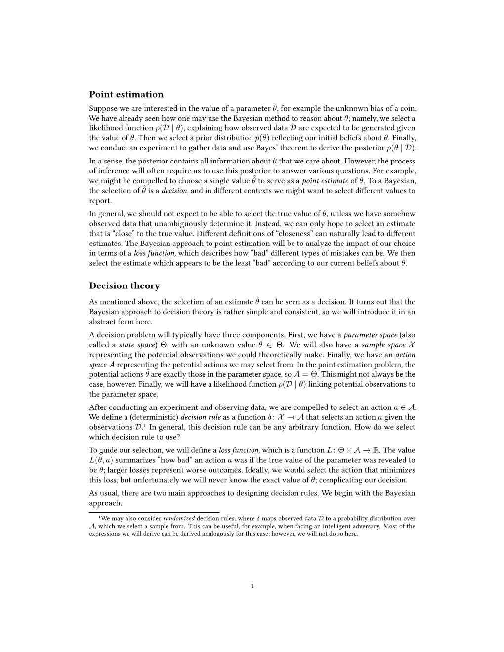 Point Estimation Decision Theory