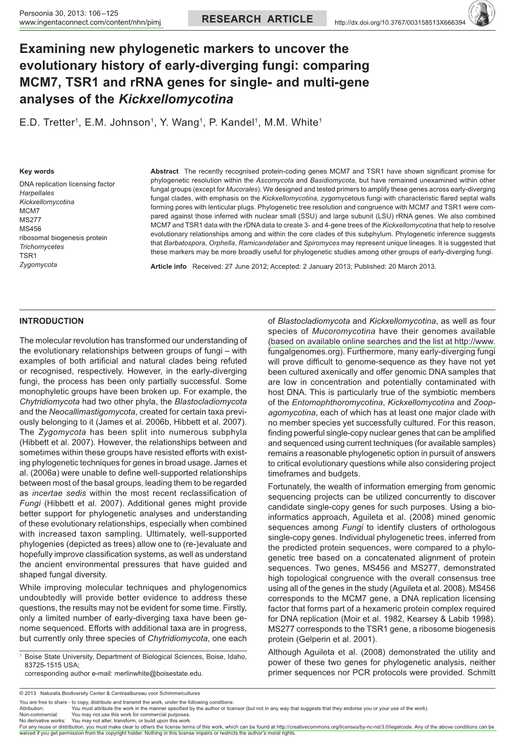 Examining New Phylogenetic Markers to Uncover The