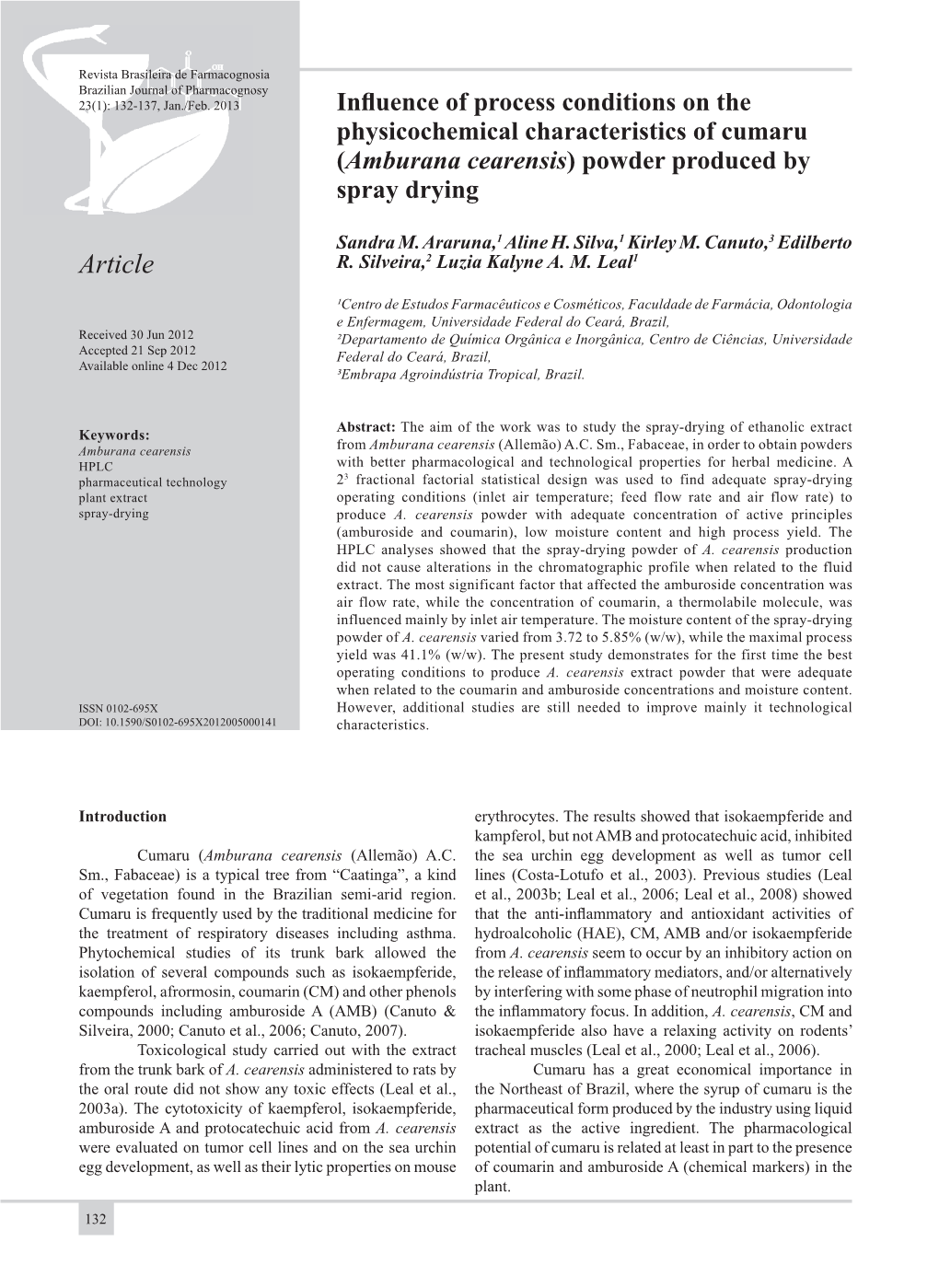 Influence of Process Conditions on the Physicochemical Characteristics Of