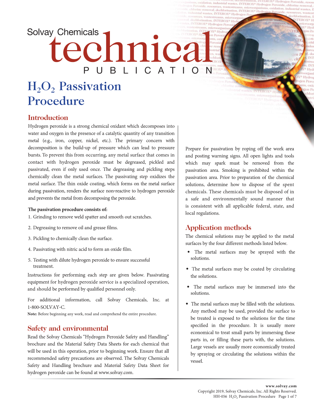 H2O2 Hydrogen Peroxide Passivation Procedure