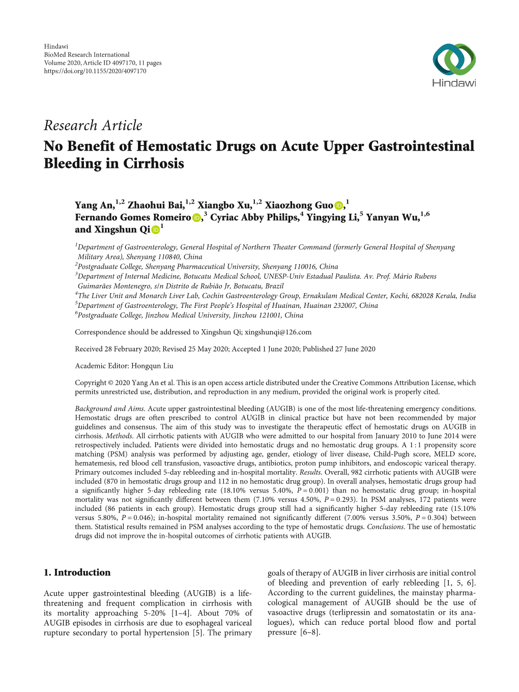 No Benefit of Hemostatic Drugs on Acute Upper Gastrointestinal Bleeding in Cirrhosis