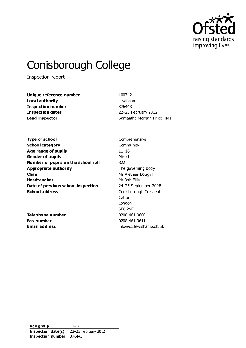 Conisborough College Inspection Report