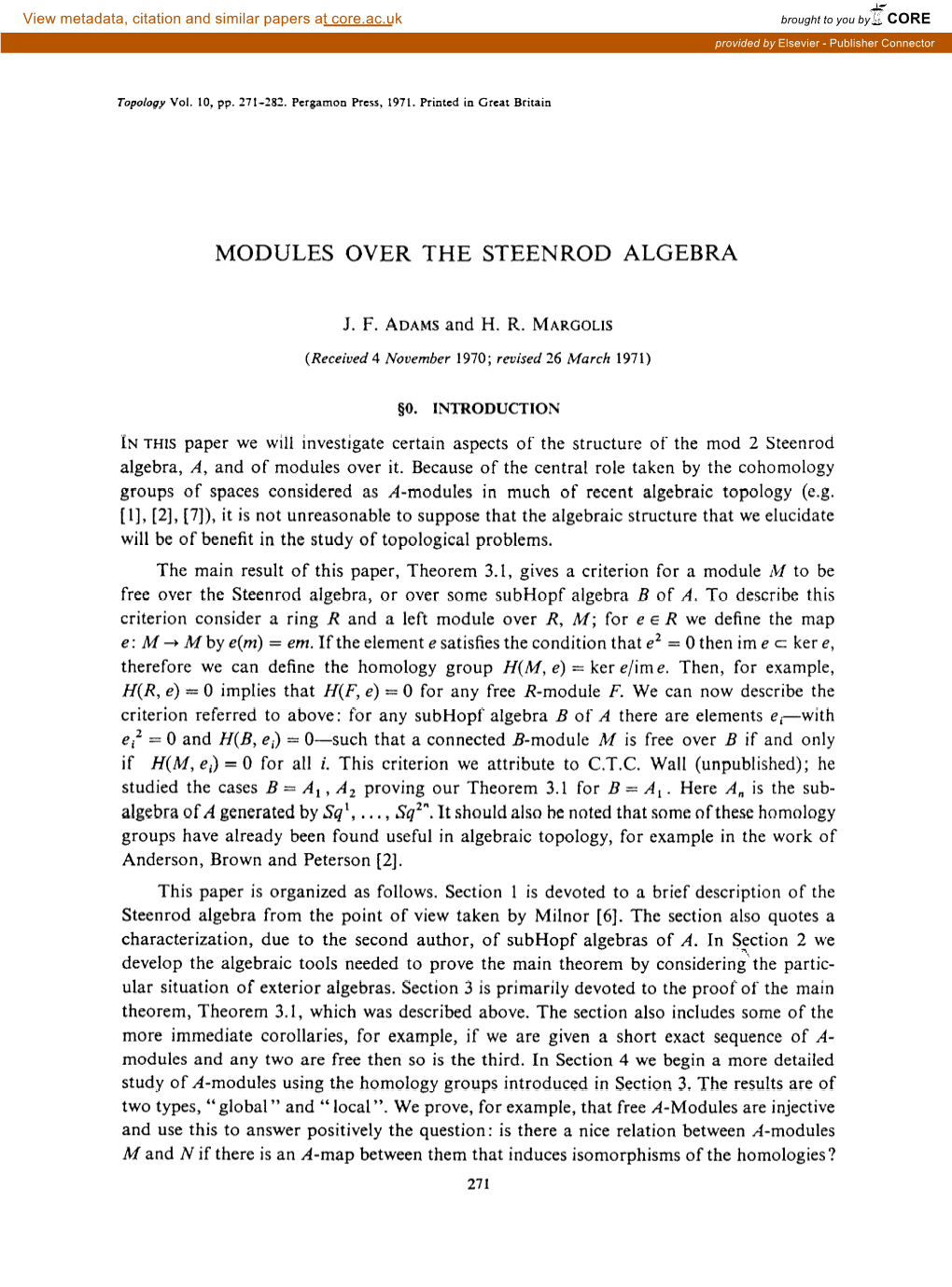 Modules Over the Steenrod Algebra