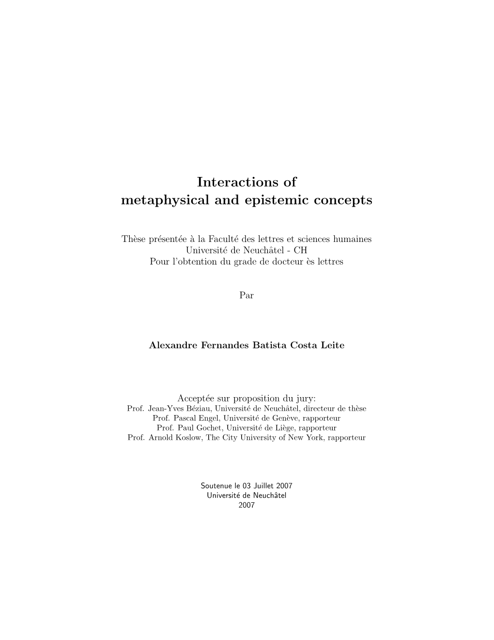 Interactions of Metaphysical and Epistemic Concepts