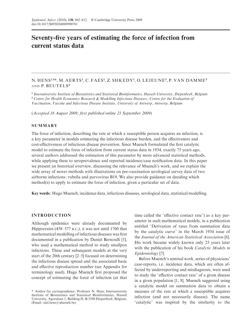 Seventy-Five Years of Estimating the Force of Infection from Current Status