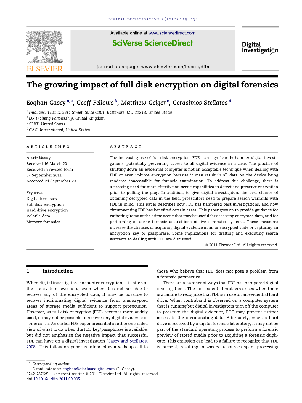 The Growing Impact of Full Disk Encryption on Digital Forensics