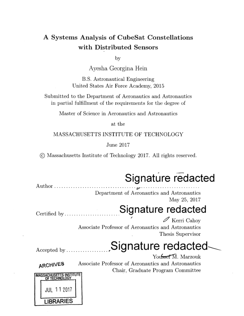 Signature Redacted a U Th O R