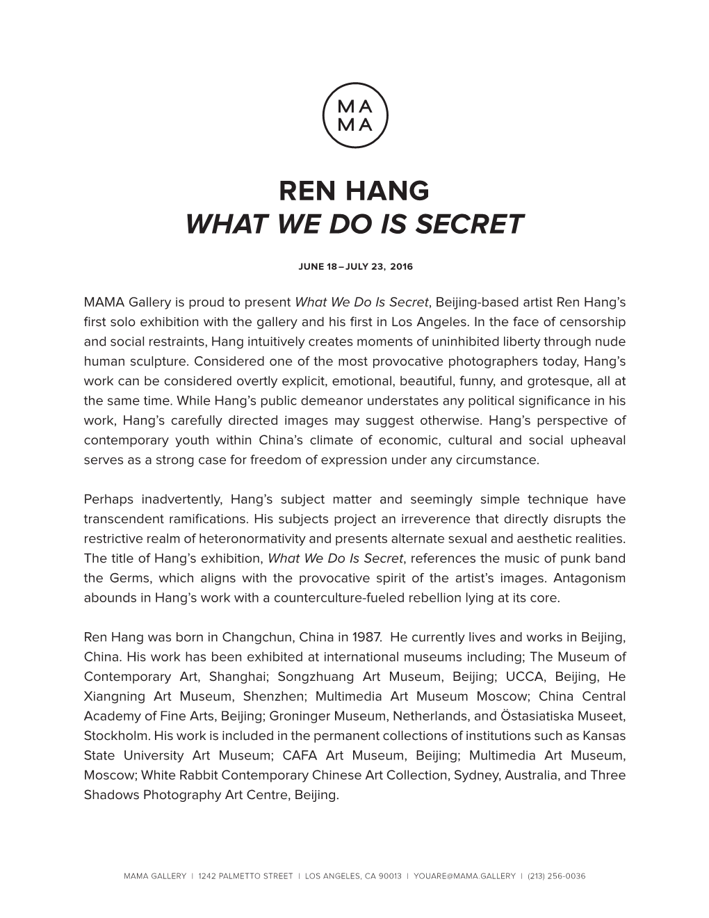 Ren Hang What We Do Is Secret
