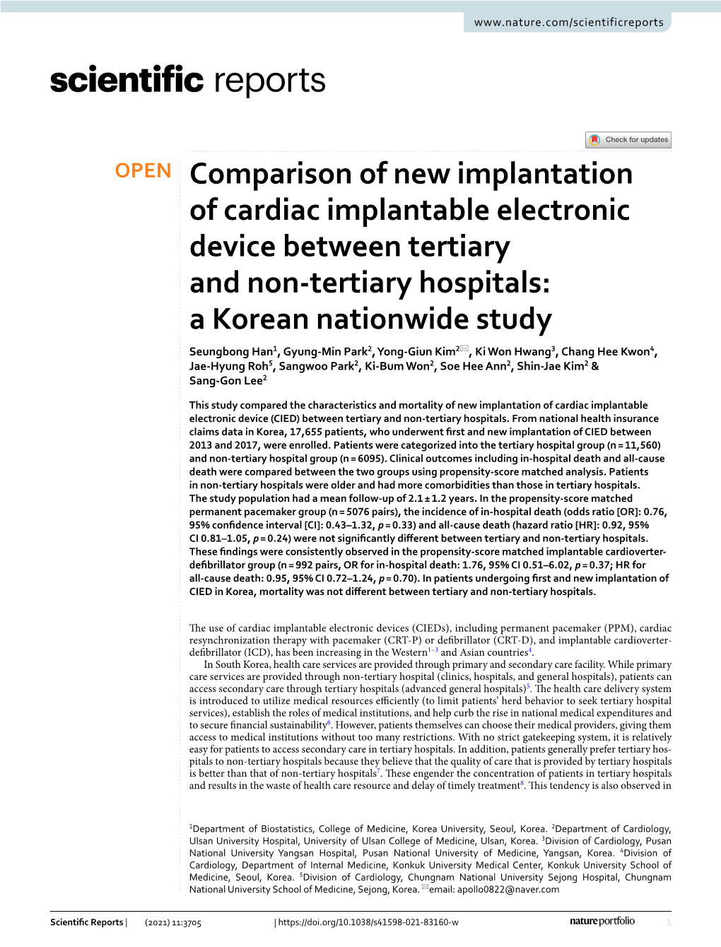 Comparison of New Implantation of Cardiac Implantable Electronic