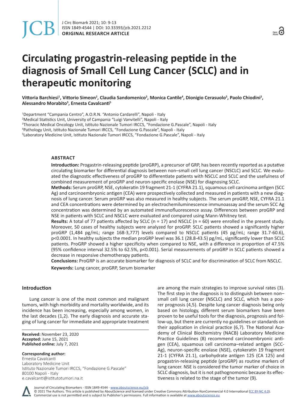 SCLC) and in Therapeutic Monitoring