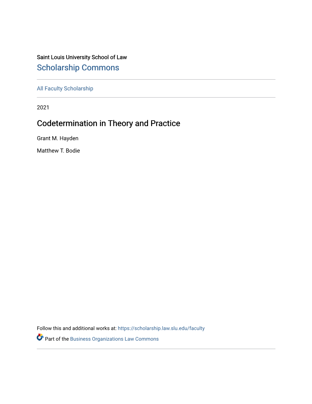 Codetermination in Theory and Practice