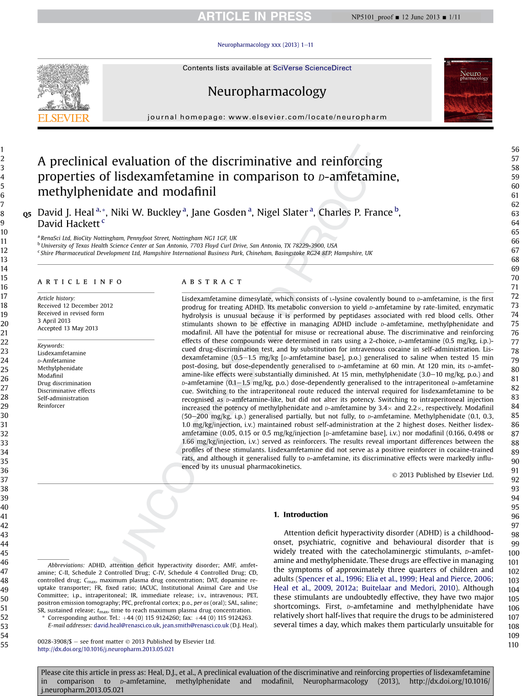 A Preclinical Evaluation of the Discriminative And