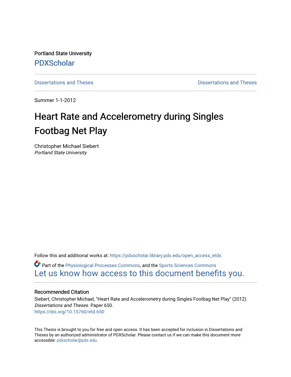 Heart Rate and Accelerometry During Singles Footbag Net Play