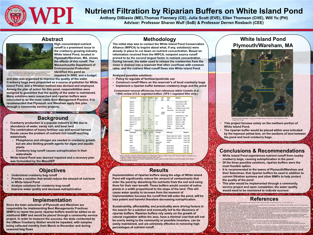 Nutrient Filtration by Riparian Buffers on White Island Pond Anthony