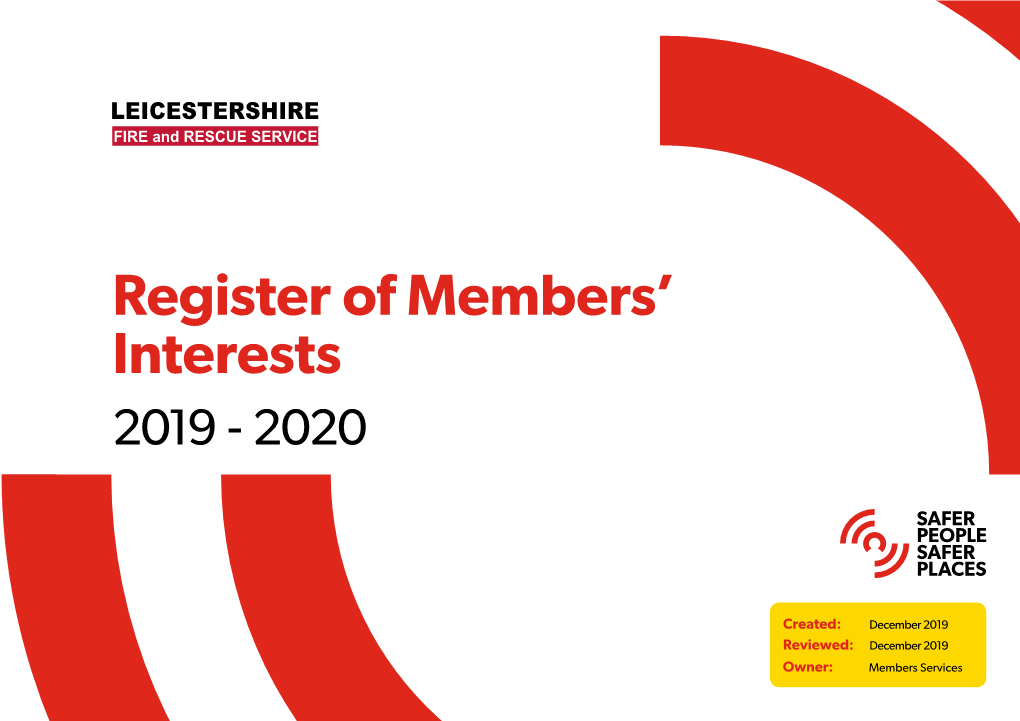 Register of Members' Interests - 2019/20 Other Interests