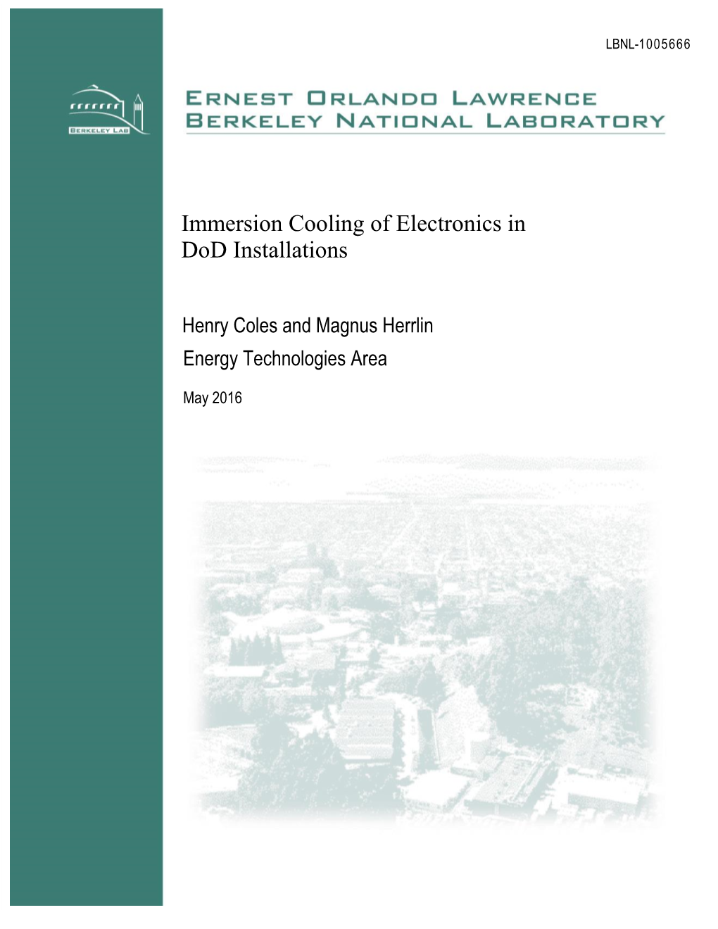 Immersion Cooling of Electronics in Dod Installations