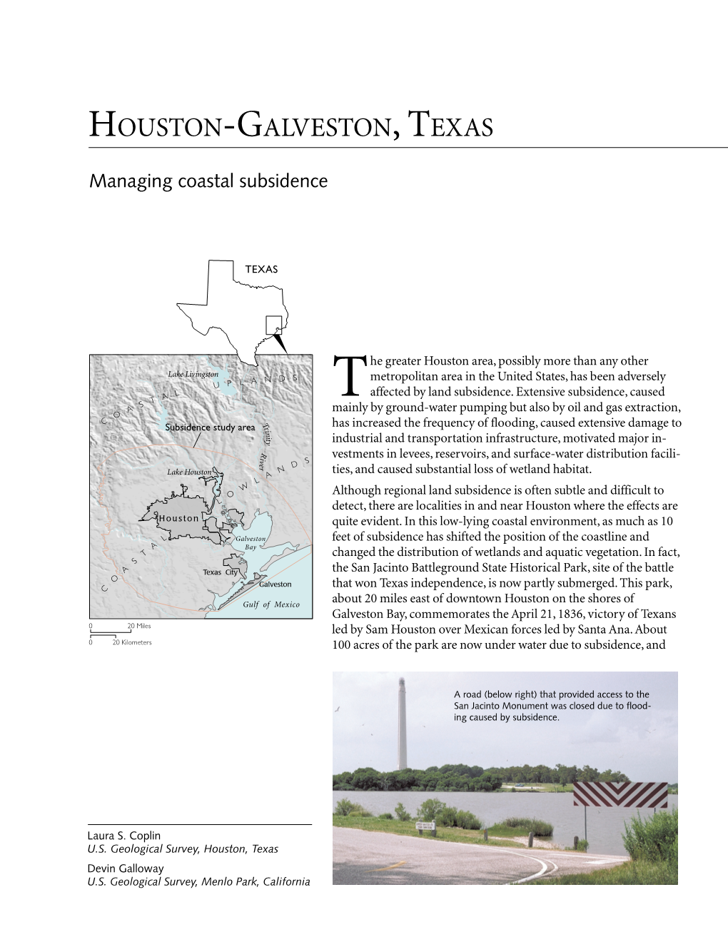 Houston-Galveston, Texas Managing Coastal Subsidence