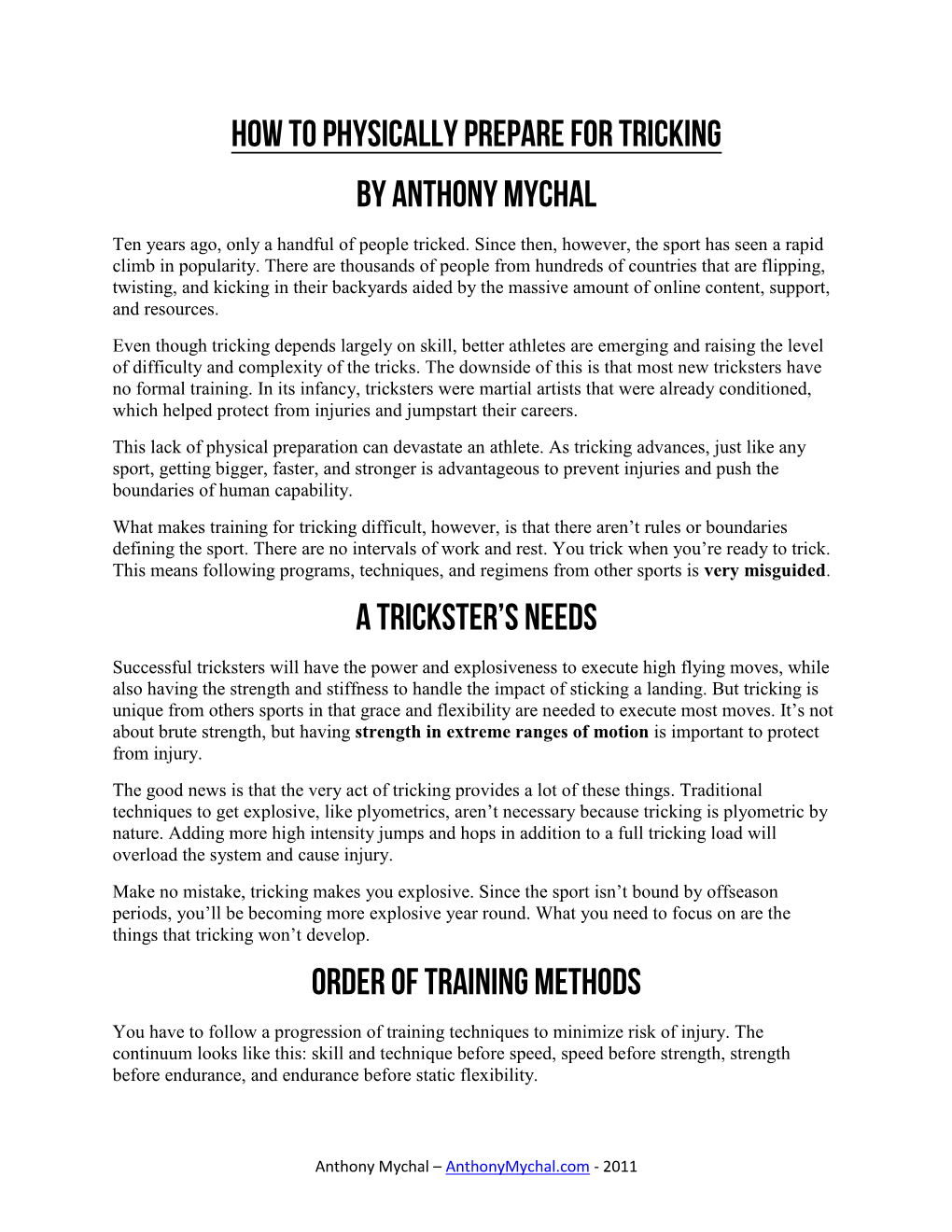 HOW to PHYSICALLY PREPARE for TRICKING by Anthony Mychal Ten Years Ago, Only a Handful of People Tricked