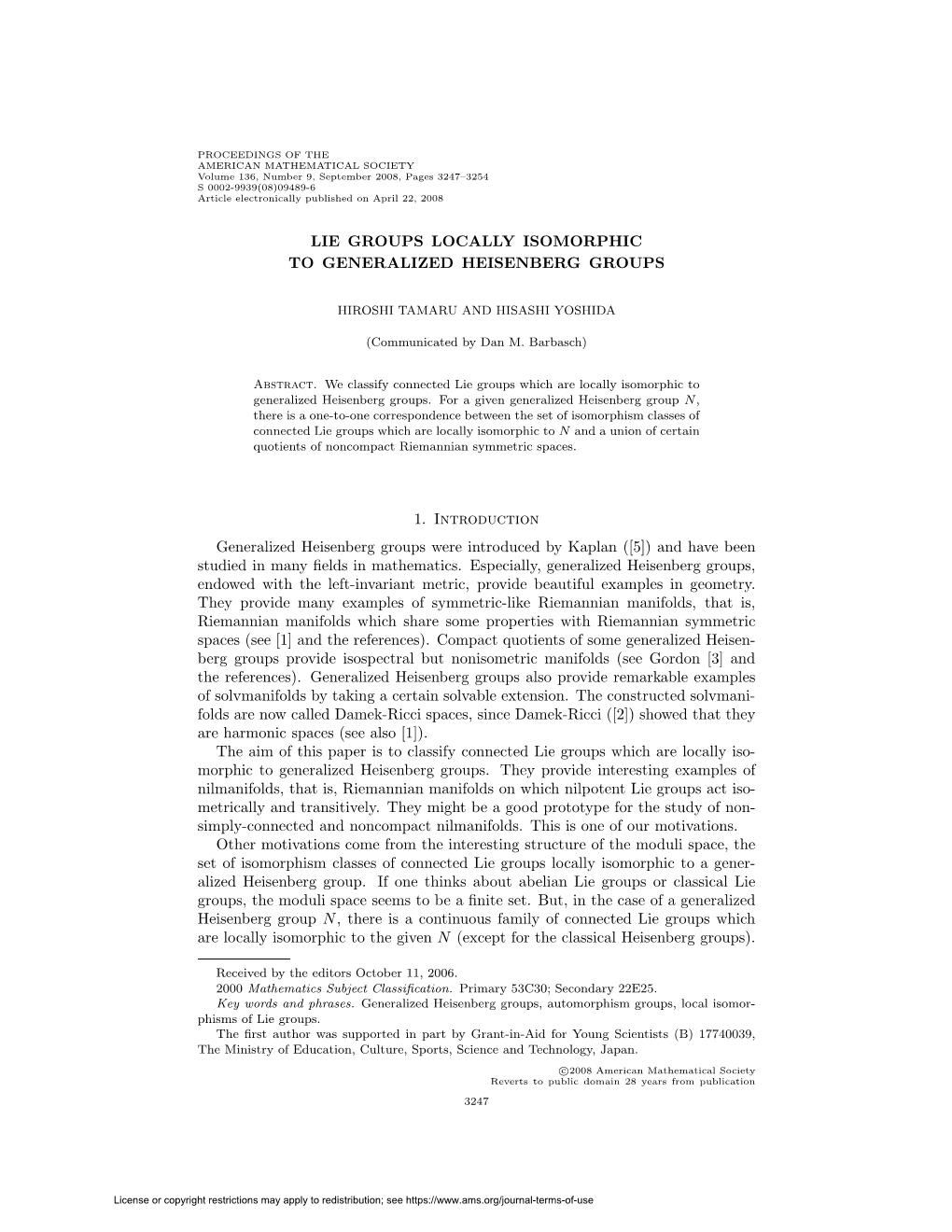 Lie Groups Locally Isomorphic to Generalized Heisenberg Groups