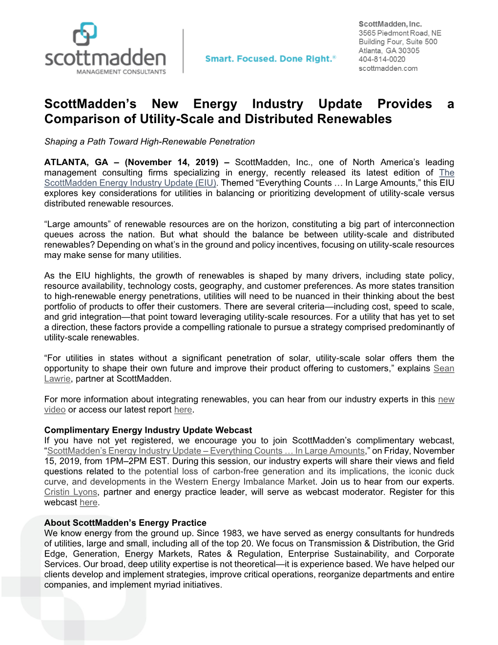 Scottmadden's New Energy Industry Update Provides a Comparison Of