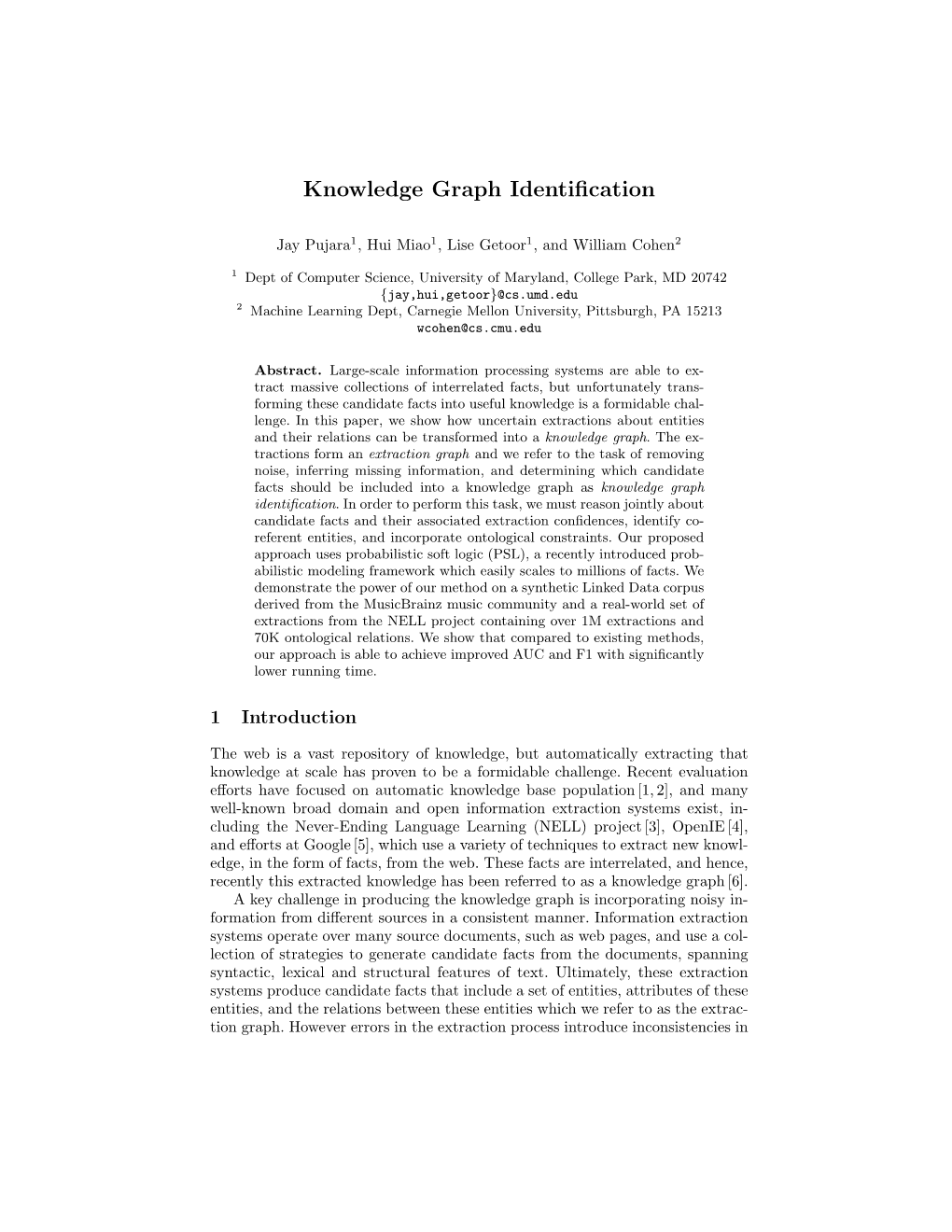 Knowledge Graph Identification