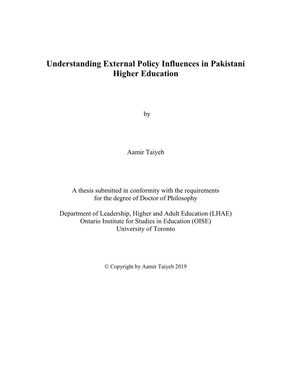 Understanding External Policy Influences in Pakistani Higher Education