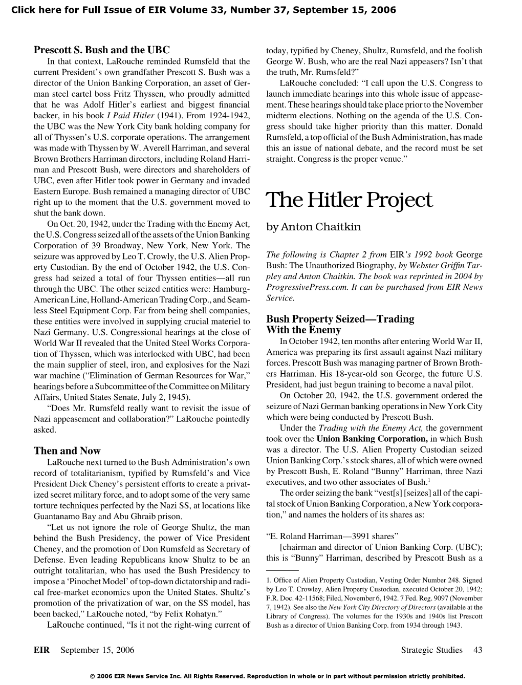 The Hitler Project Shut the Bank Down