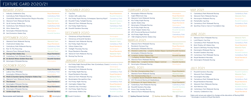 Fixture Card 2020/21