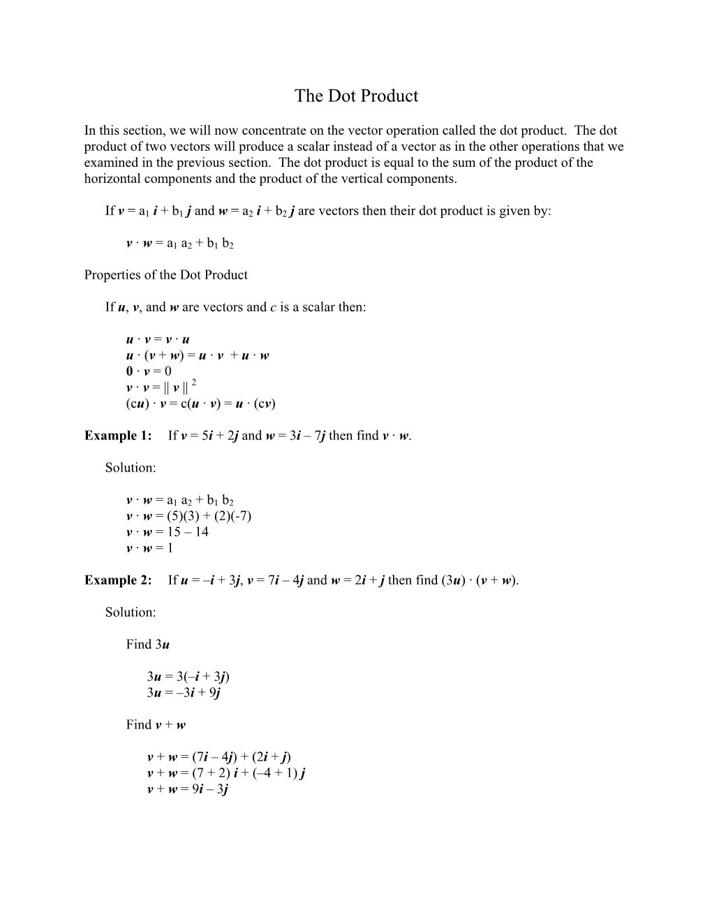 The Dot Product