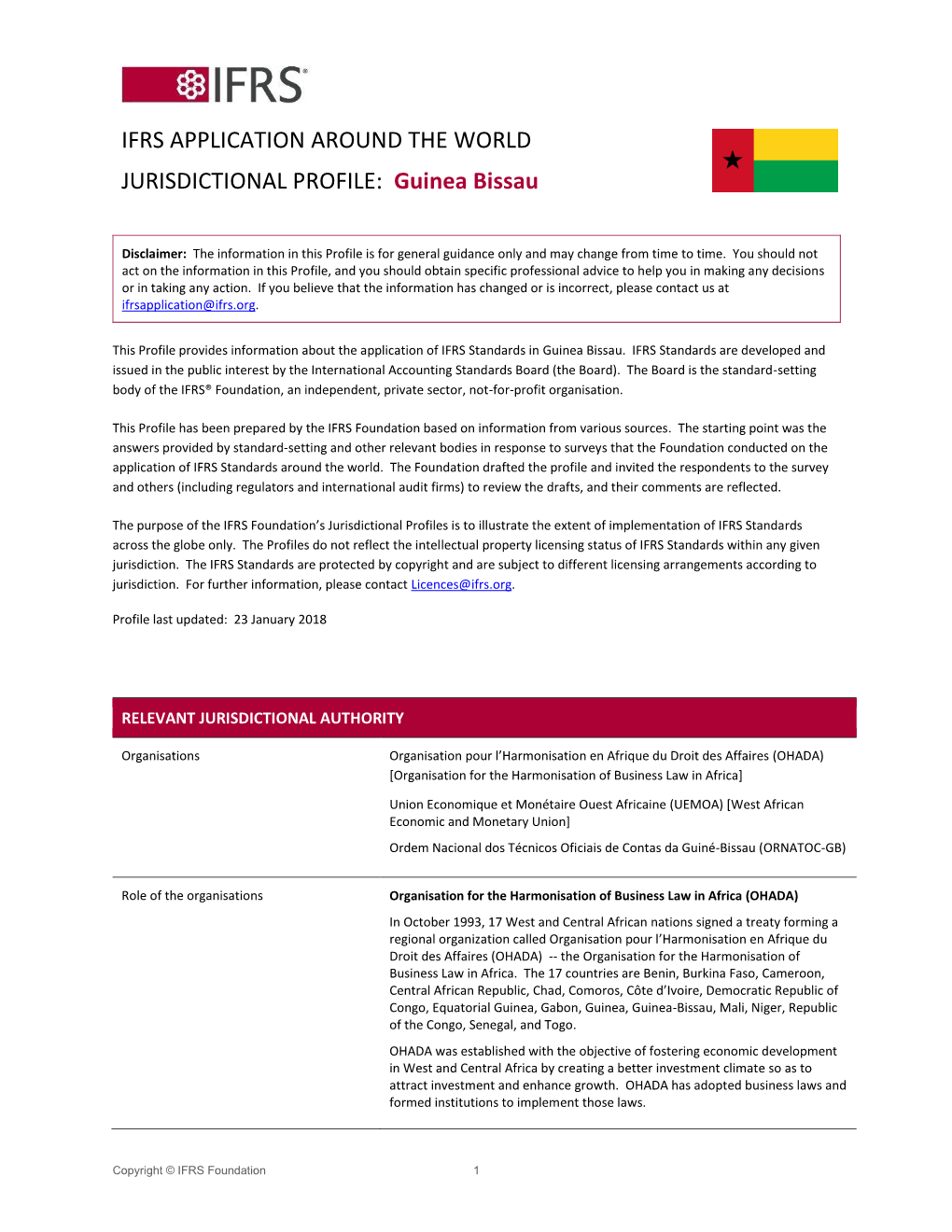 Guinea Bissau IFRS Profile