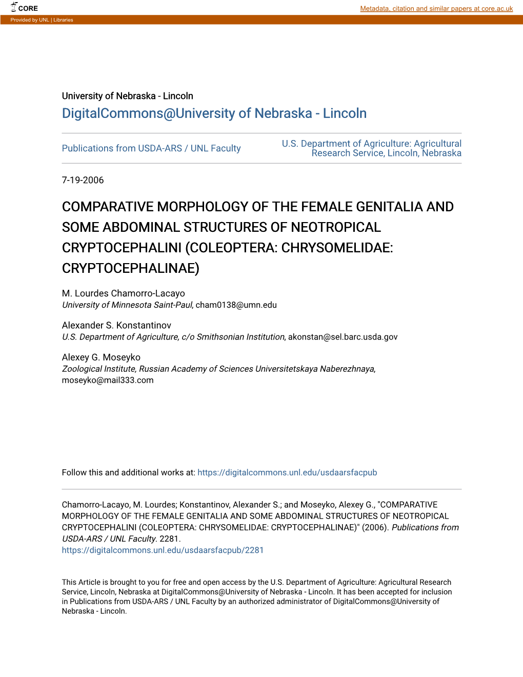 Comparative Morphology of the Female Genitalia and Some Abdominal Structures of Neotropical Cryptocephalini (Coleoptera: Chrysomelidae: Cryptocephalinae)