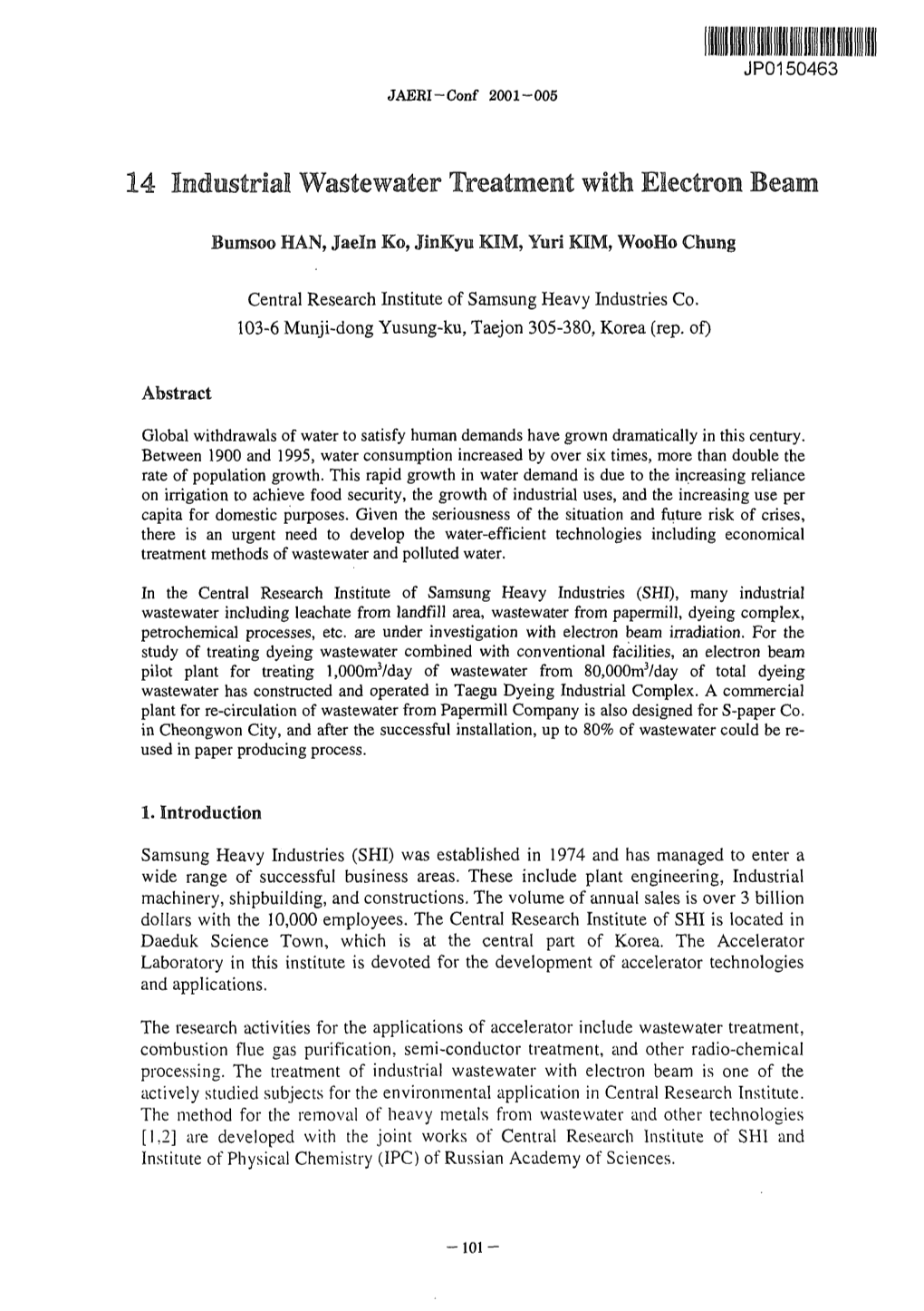 14 Industrial Wastewater Treatment with Electron Beam