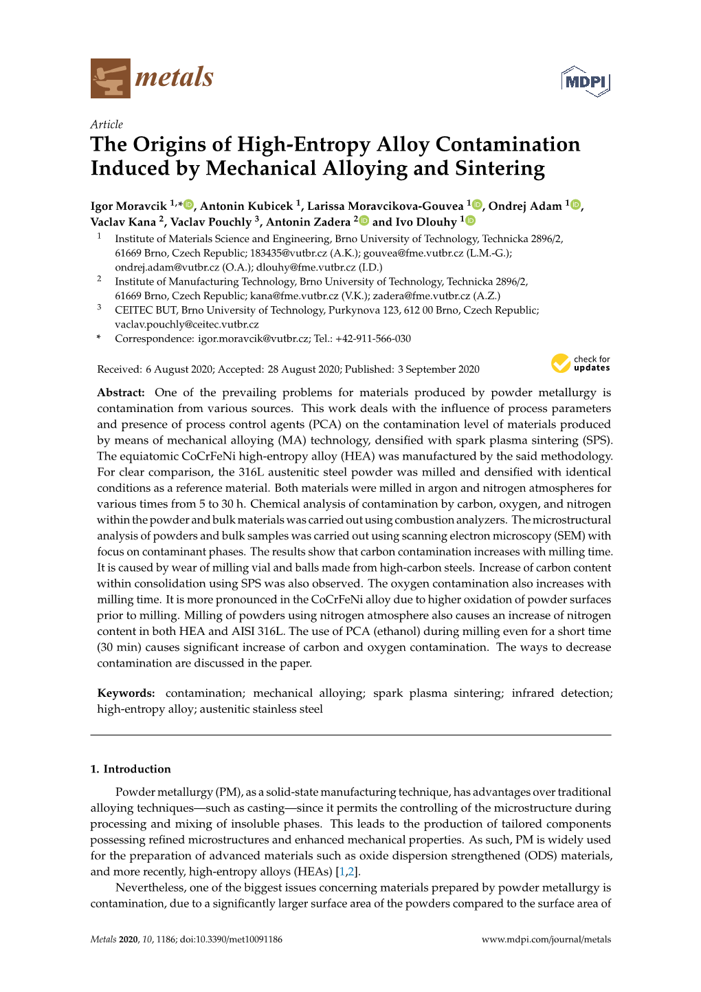 The Origins of High-Entropy Alloy Contamination Induced by Mechanical Alloying and Sintering