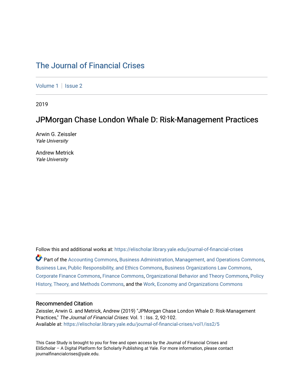 Jpmorgan Chase London Whale D: Risk-Management Practices