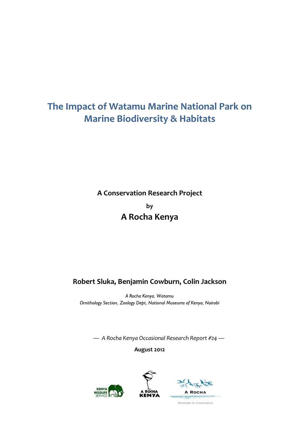 The Impact of Watamu Marine National Park on Marine Biodiversity & Habitats