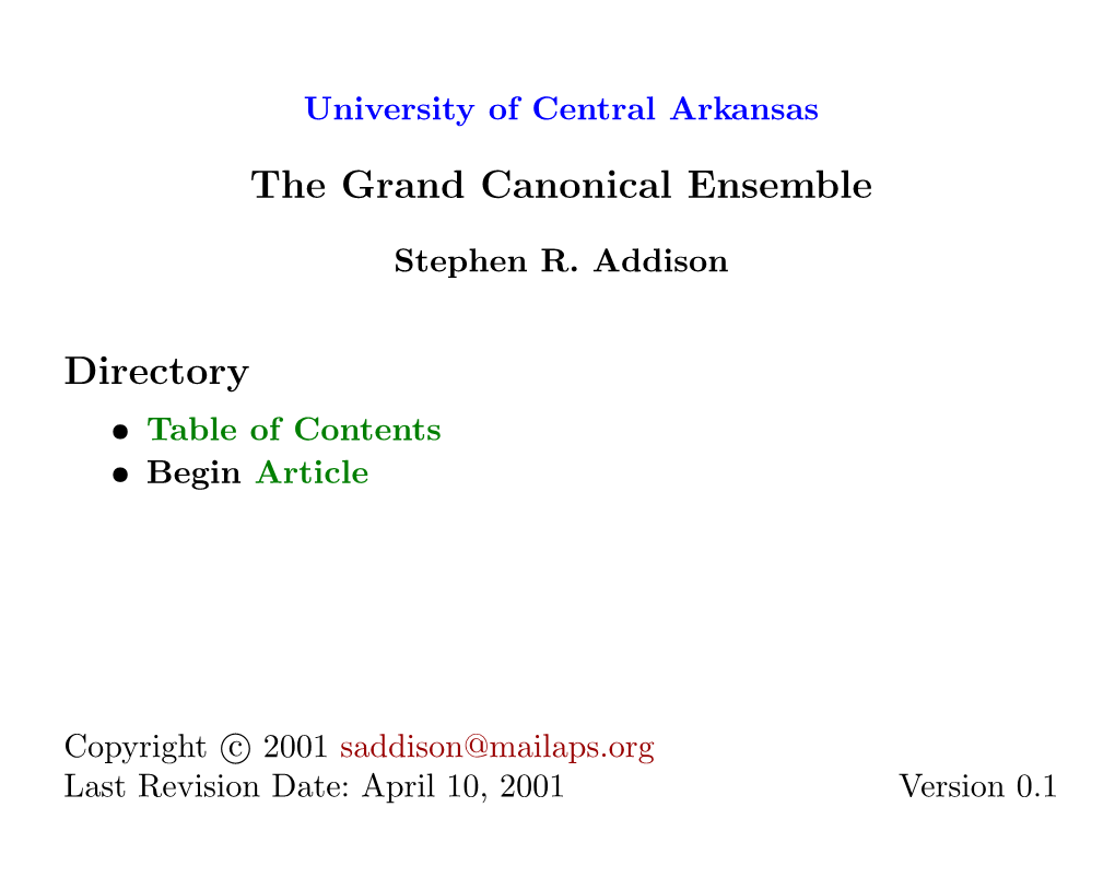 The Grand Canonical Ensemble