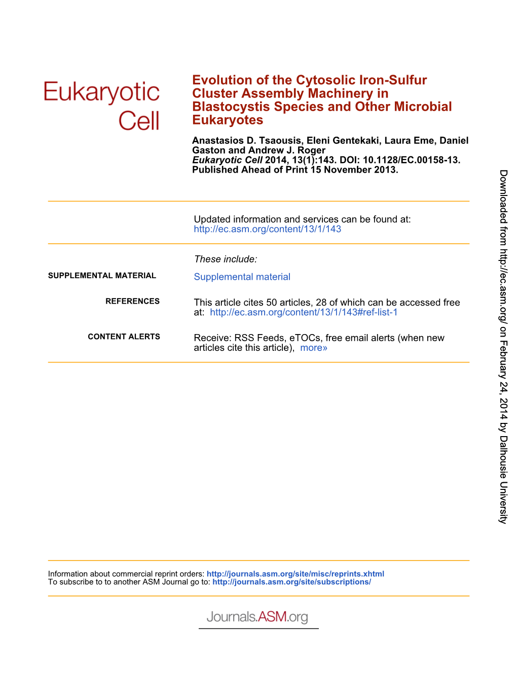 Eukaryotes Blastocystis Species and Other Microbial Cluster Assembly